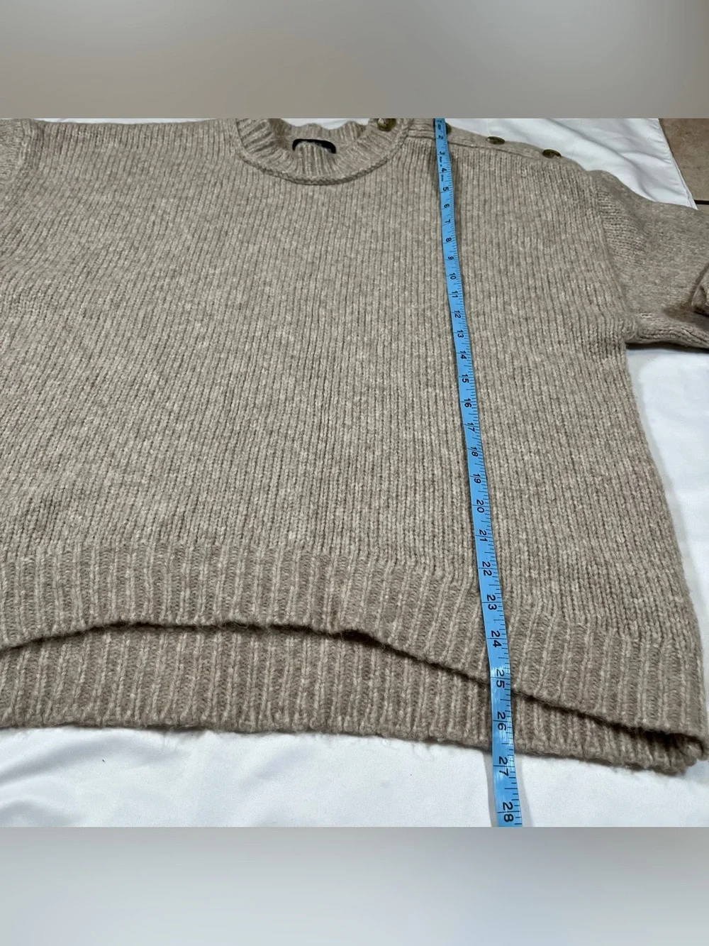 J Crew Sweater Women’s Sz‎ XL Button Shoulder Knit Pullover Wool Blend